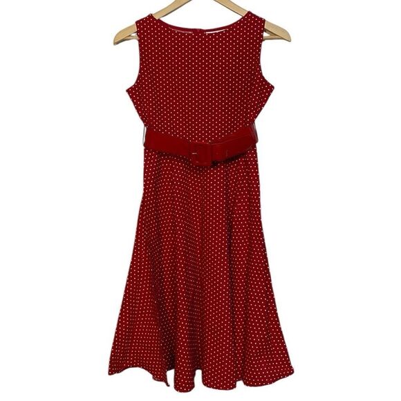 RARE EDITIONS Red Polka Dot A-Line Swing Dress - Picture 1 of 6